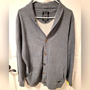 A BloodBath Black Label men's 100% cotton cardigan sweater in a size large.